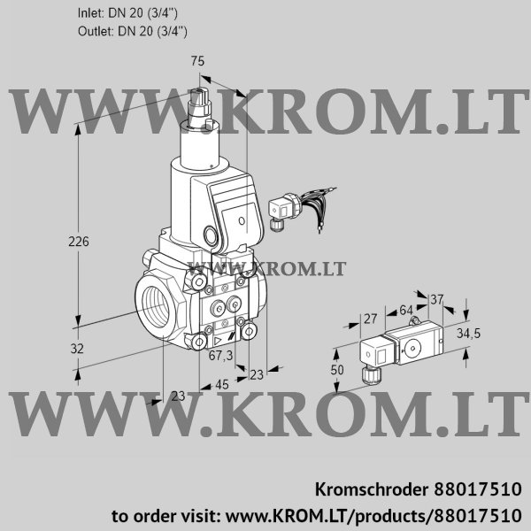 Kromschroder VAS 120R/LWSR, 88017510 gas solenoid valve, 88017510