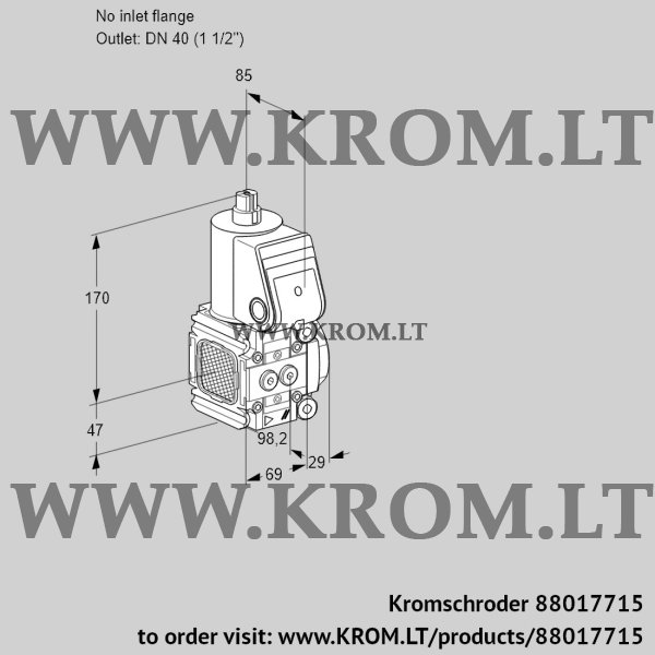 Kromschroder VAS 2T-/40N/NK, 88017715 gas solenoid valve, 88017715