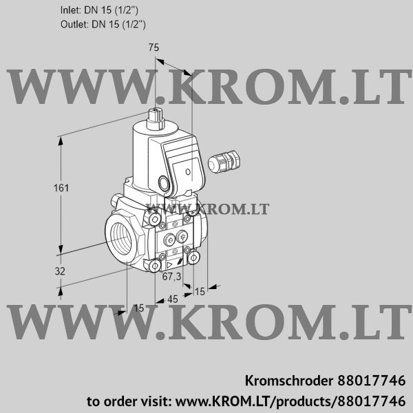 Kromschroder VAS 115R/NKGR, 88017746 gas solenoid valve, 88017746