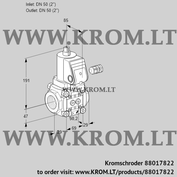 Kromschroder VAS 250R/NPGR, 88017822 gas solenoid valve, 88017822