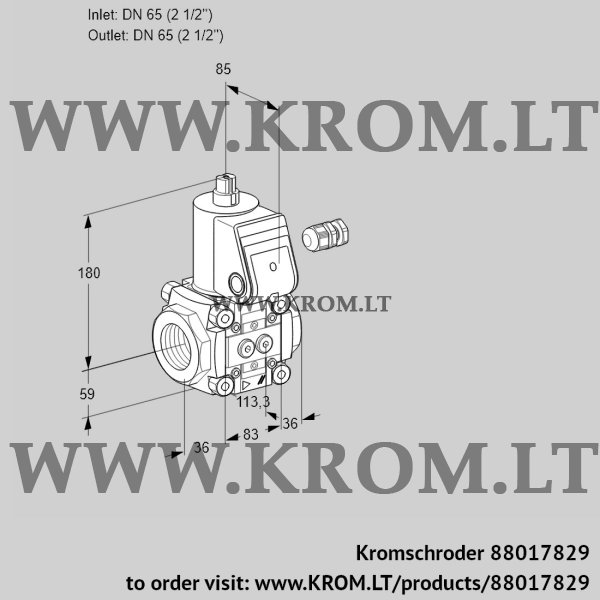 Kromschroder VAS 365R/NP, 88017829 gas solenoid valve, 88017829