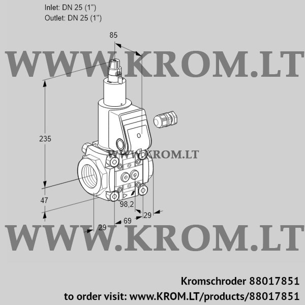 Kromschroder VAS 225R/LP, 88017851 gas solenoid valve, 88017851