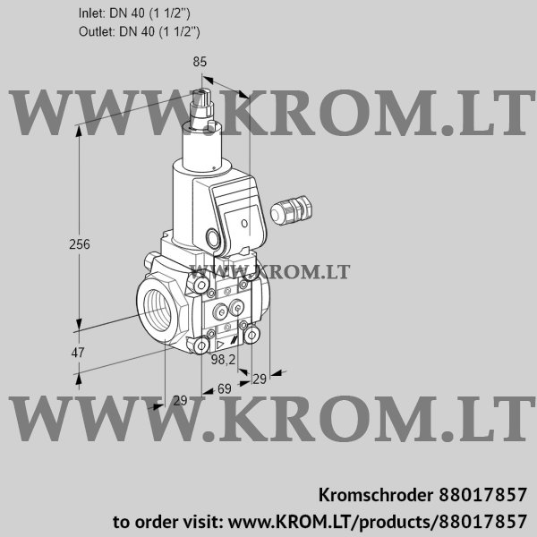 Kromschroder VAS 240R/LPGR, 88017857 gas solenoid valve, 88017857