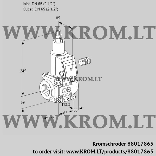 Kromschroder VAS 365R/LP, 88017865 gas solenoid valve, 88017865