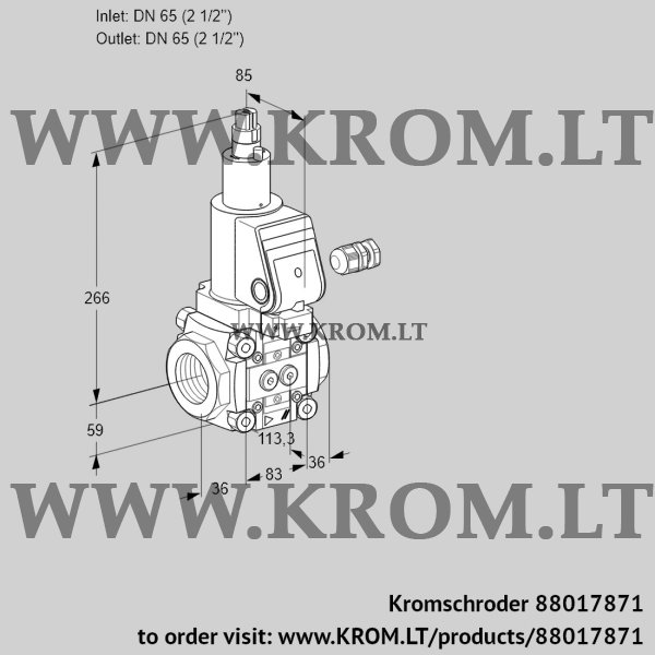 Kromschroder VAS 365R/LPGR, 88017871 gas solenoid valve, 88017871