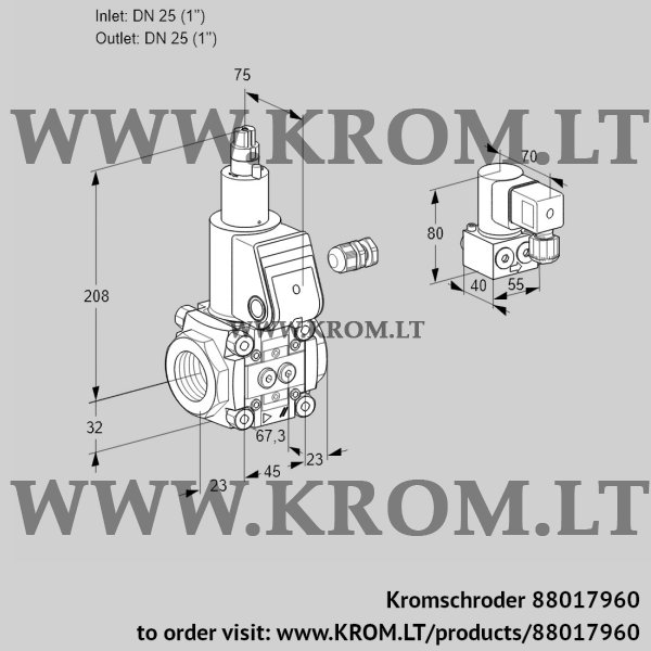 Kromschroder VAS 125R/LW, 88017960 gas solenoid valve, 88017960