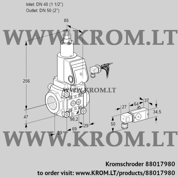 Kromschroder VAS 240/50R/LKSR, 88017980 gas solenoid valve, 88017980