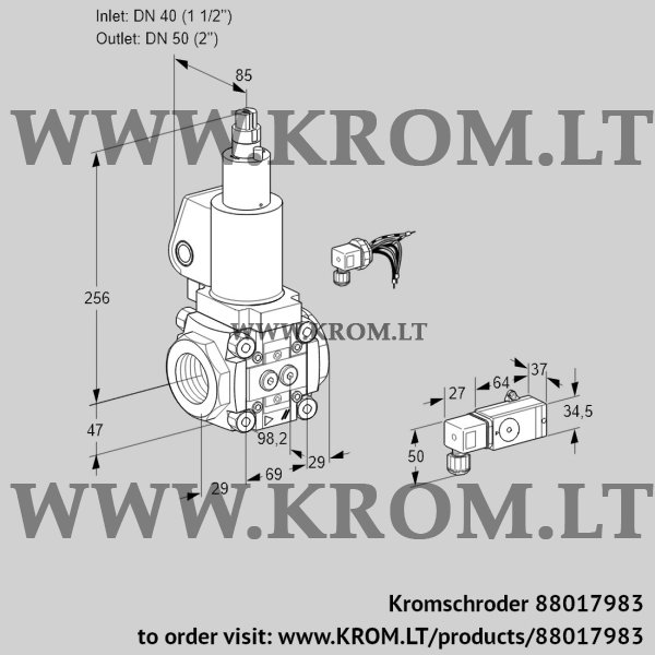 Kromschroder VAS 240/50R/LKSL, 88017983 gas solenoid valve, 88017983