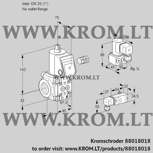 Kromschroder VAS 125/-R/NW, 88018018 gas solenoid valve, 88018018