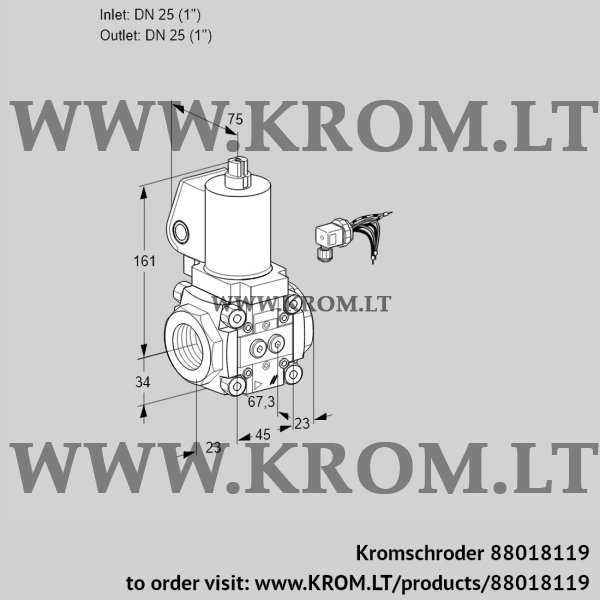 Kromschroder VAN 125R/NWGL, 88018119 gas solenoid valve, 88018119