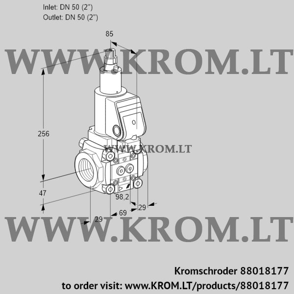 Kromschroder VAS 2T50N/LQGR, 88018177 gas solenoid valve, 88018177