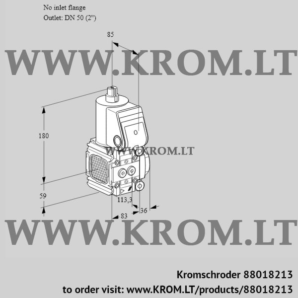 Kromschroder VAS 3-/50R/NW, 88018213 gas solenoid valve, 88018213