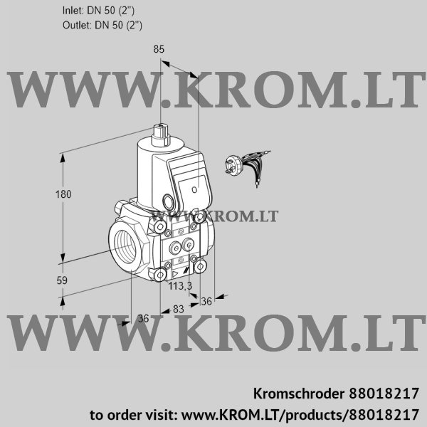 Kromschroder VAS 350R/NK, 88018217 gas solenoid valve, 88018217