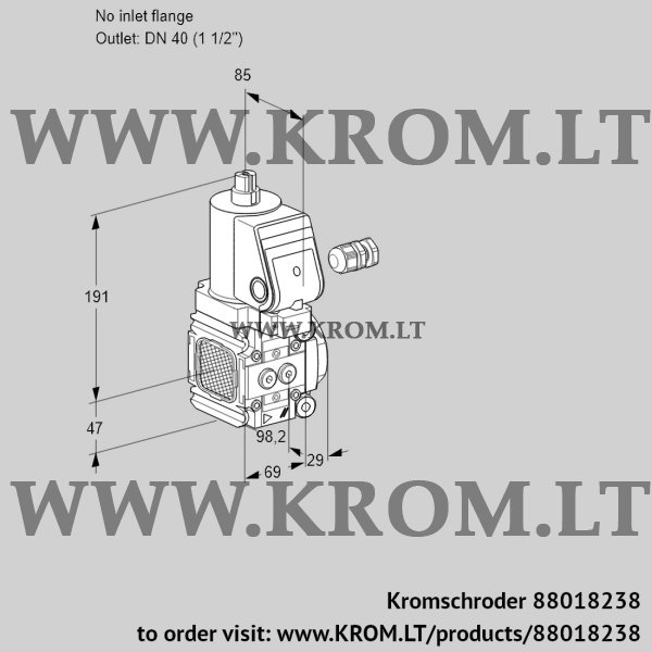 Kromschroder VAS 2-/40R/NKGR, 88018238 gas solenoid valve, 88018238