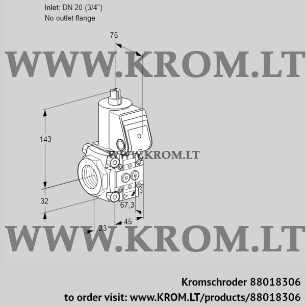 Kromschroder VAS 1T20/-N/NW, 88018306 gas solenoid valve, 88018306