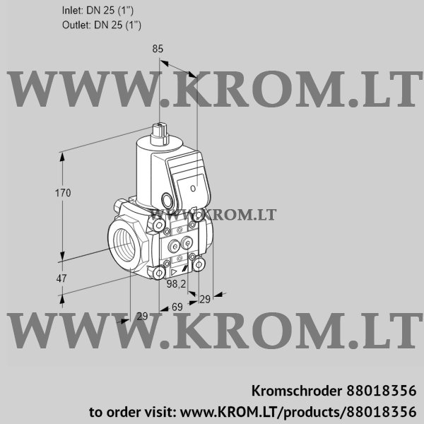 Kromschroder VAS 2T25N/NQ, 88018356 gas solenoid valve, 88018356