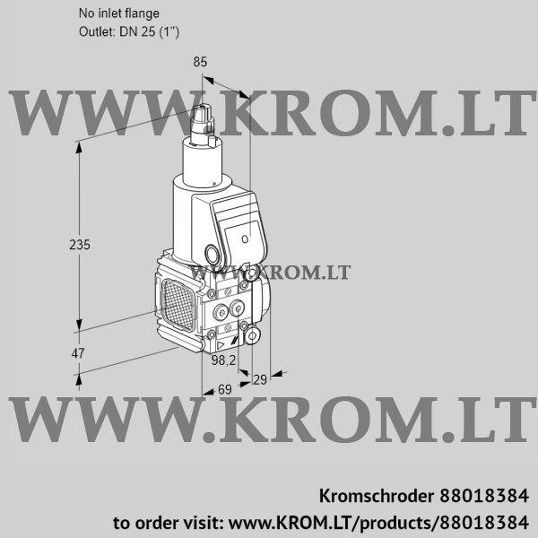 Kromschroder VAS 2T-/25N/LW, 88018384 gas solenoid valve, 88018384