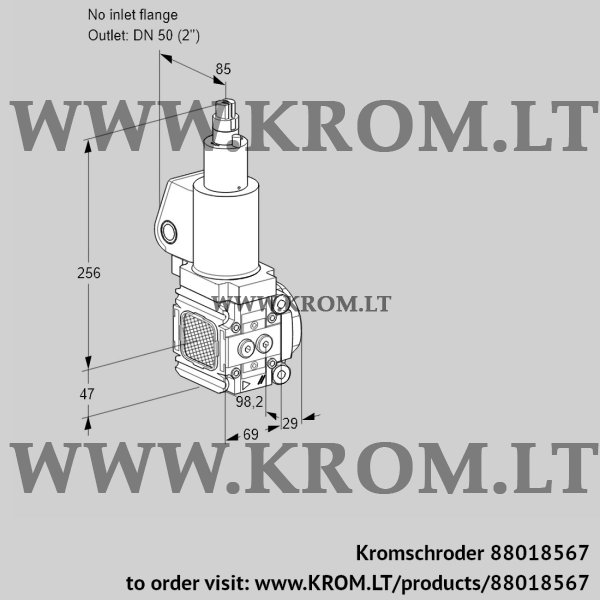 Kromschroder VAS 2T-/50N/LQSL, 88018567 gas solenoid valve, 88018567