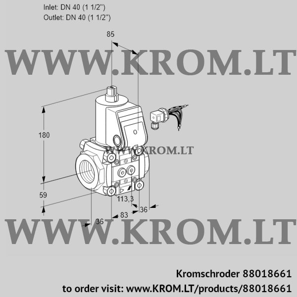 Kromschroder VAS 340R/NK, 88018661 gas solenoid valve, 88018661