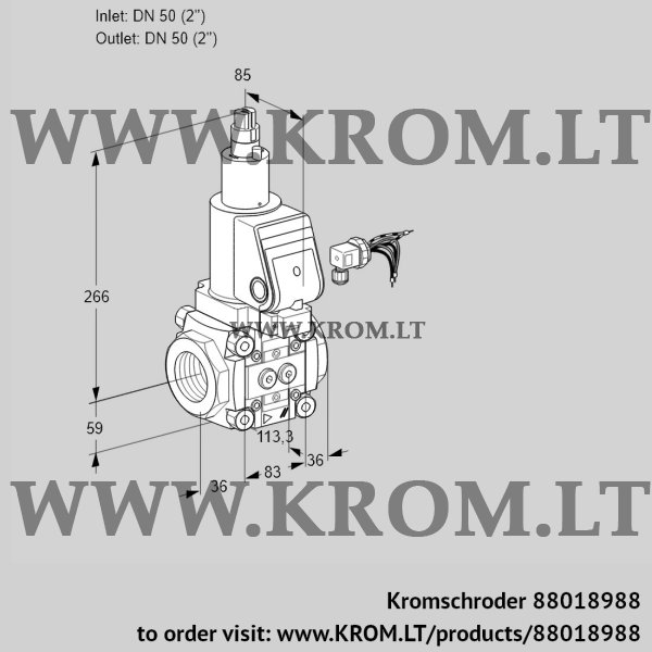 Kromschroder VAS 350R/LWGR, 88018988 gas solenoid valve, 88018988