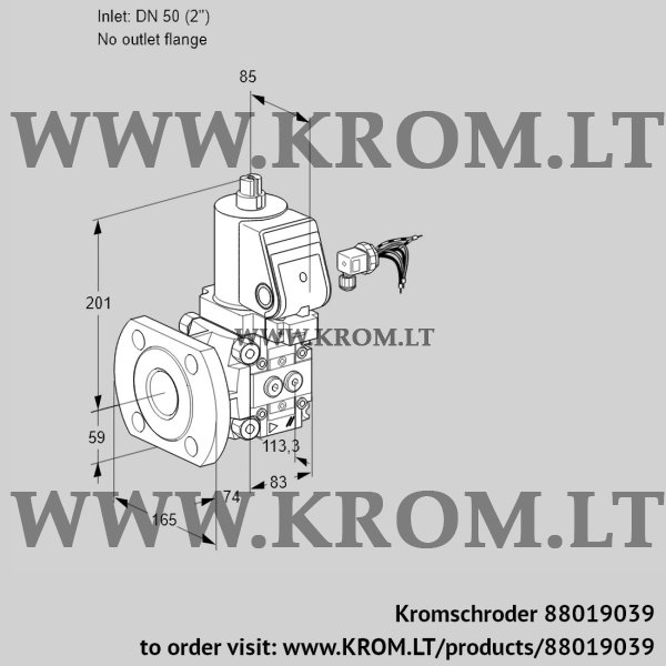 Kromschroder VAS 350/-F/NWSR, 88019039 gas solenoid valve, 88019039