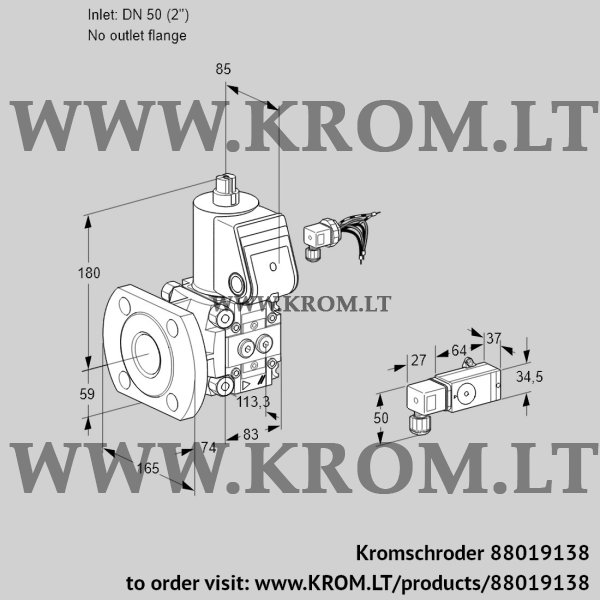 Kromschroder VAS 350/-F/NW, 88019138 gas solenoid valve, 88019138