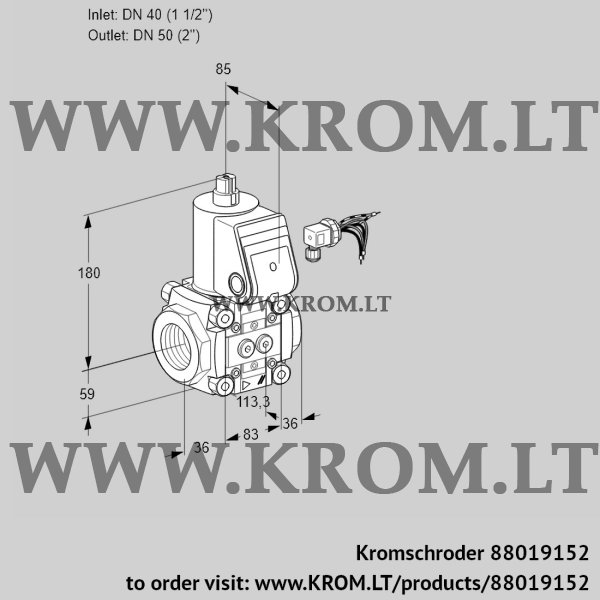 Kromschroder VAS 340/50R/NW, 88019152 gas solenoid valve, 88019152