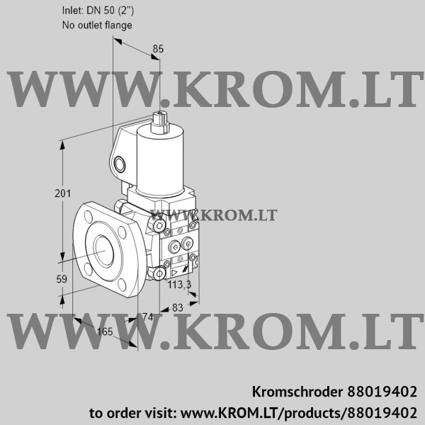 Kromschroder VAS 350/-F/NWGL, 88019402 gas solenoid valve, 88019402