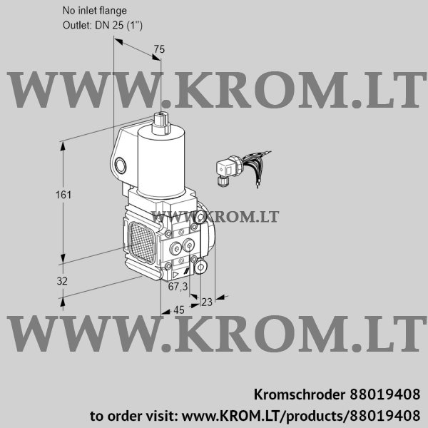 Kromschroder VAS 1-/25R/NKGL, 88019408 gas solenoid valve, 88019408