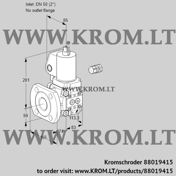 Kromschroder VAS 350/-F/NKGL, 88019415 gas solenoid valve, 88019415