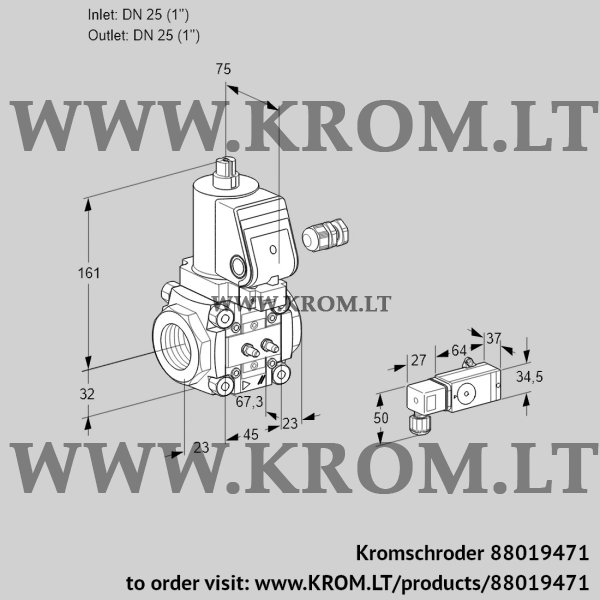 Kromschroder VAS 125R/NWSR, 88019471 gas solenoid valve, 88019471