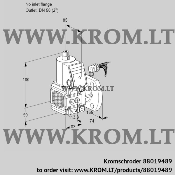 Kromschroder VAS 3-/50F/NW, 88019489 gas solenoid valve, 88019489