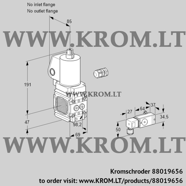 Kromschroder VAS 2-/NWSL, 88019656 gas solenoid valve, 88019656