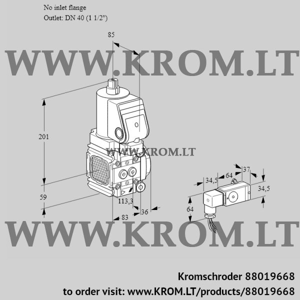 Kromschroder VAS 3T-/40N/NQGR, 88019668 gas solenoid valve, 88019668