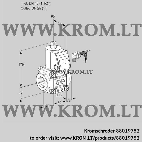 Kromschroder VAS 240/25R/NW, 88019752 gas solenoid valve, 88019752