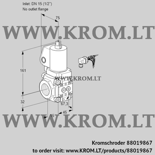 Kromschroder VAS 115/-R/NWSL, 88019867 gas solenoid valve, 88019867