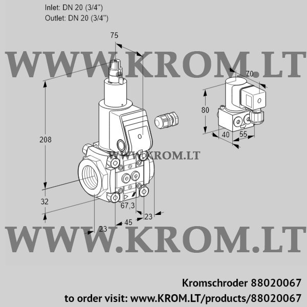 Kromschroder VAS 120R/LW, 88020067 gas solenoid valve, 88020067