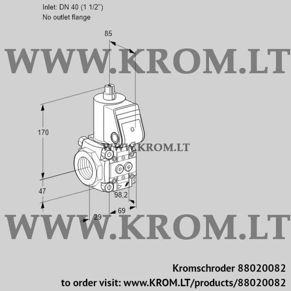 Kromschroder VAS 2T40/-N/NK, 88020082 gas solenoid valve, 88020082