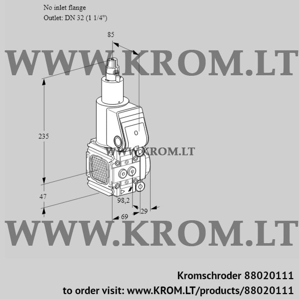 Kromschroder VAS 2T-/32N/LQ, 88020111 gas solenoid valve, 88020111