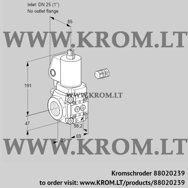 Kromschroder VAS 225/-R/NQSL, 88020239 gas solenoid valve, 88020239