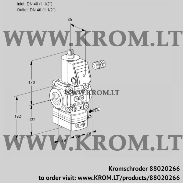Kromschroder VAH 240R/NWAE, 88020266 flow rate regulator, 88020266