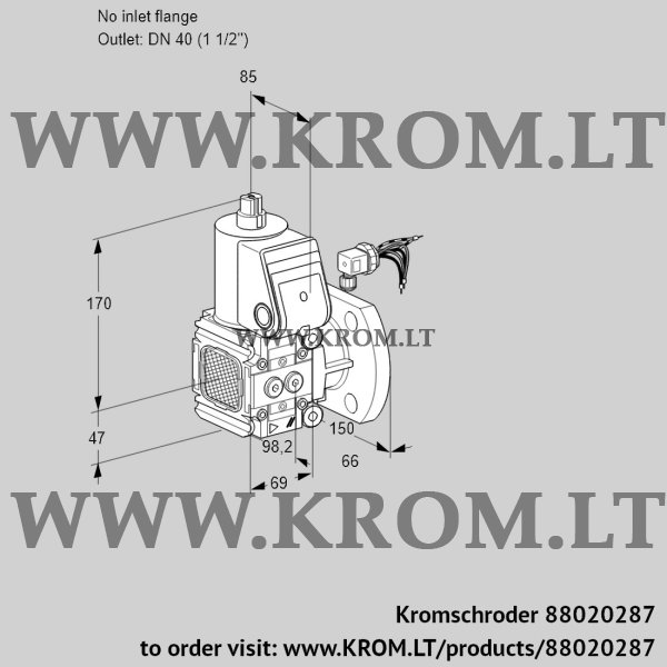 Kromschroder VAS 2-/40F/NW, 88020287 gas solenoid valve, 88020287