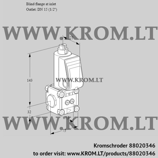 Kromschroder VAS 1-0/15R/NWSL, 88020346 gas solenoid valve, 88020346