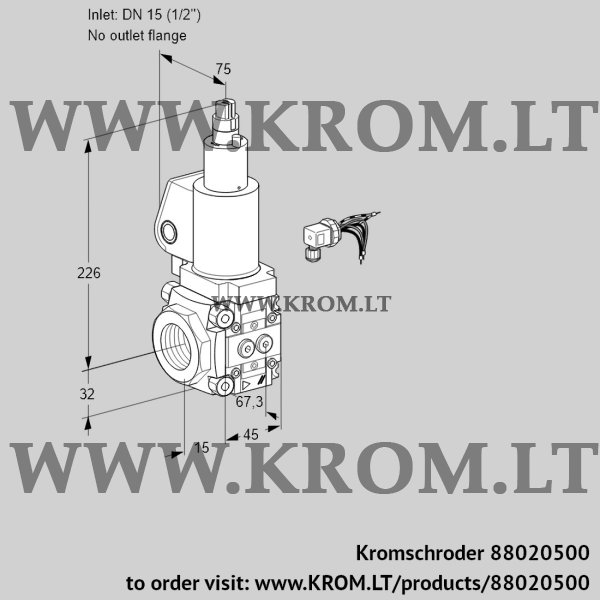 Kromschroder VAS 115/-R/LWSL, 88020500 gas solenoid valve, 88020500