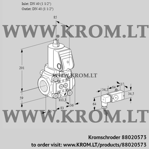 Kromschroder VAS 3T40N/NKGR, 88020573 gas solenoid valve, 88020573