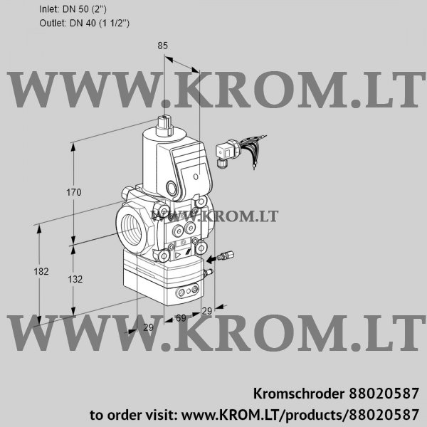 Kromschroder VAH 250/40R/NWAE, 88020587 flow rate regulator, 88020587