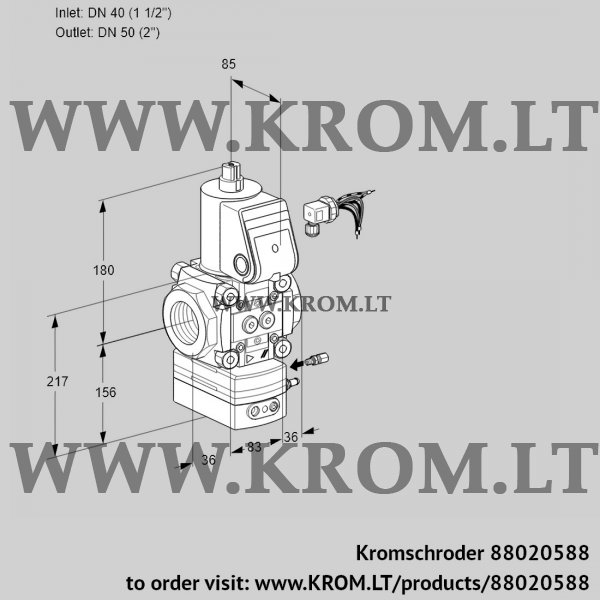 Kromschroder VAH 340/50R/NWAE, 88020588 flow rate regulator, 88020588