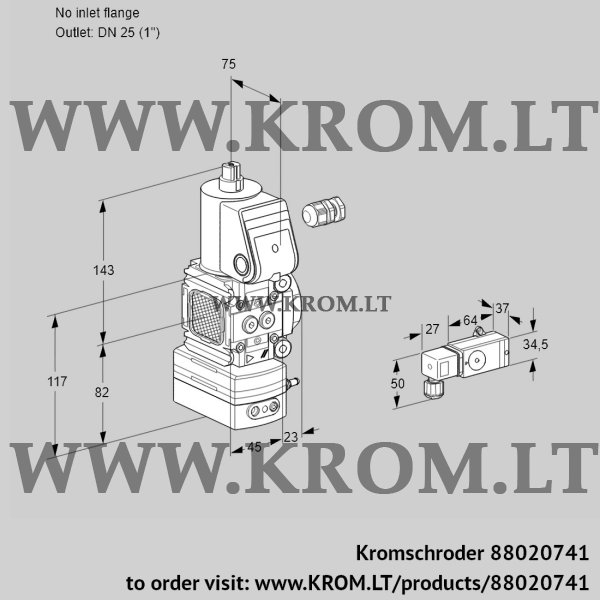 Kromschroder VAD 1-/25R/NW-100A, 88020741 pressure regulator, 88020741