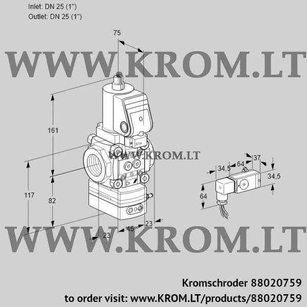 Kromschroder VAD 1T25N/NQSR-100A, 88020759 pressure regulator, 88020759