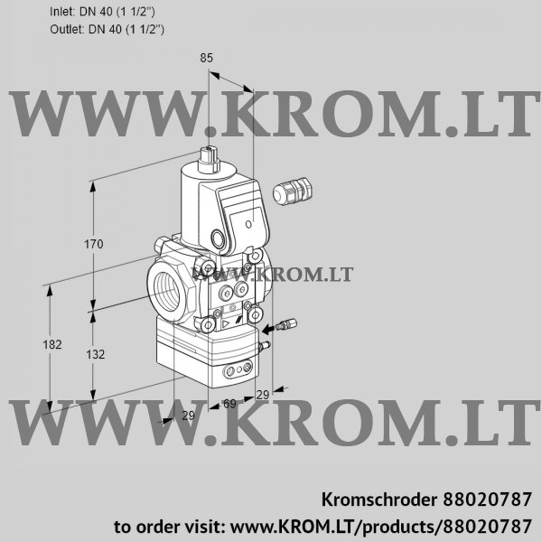 Kromschroder VAH 240R/NQAE, 88020787 flow rate regulator, 88020787